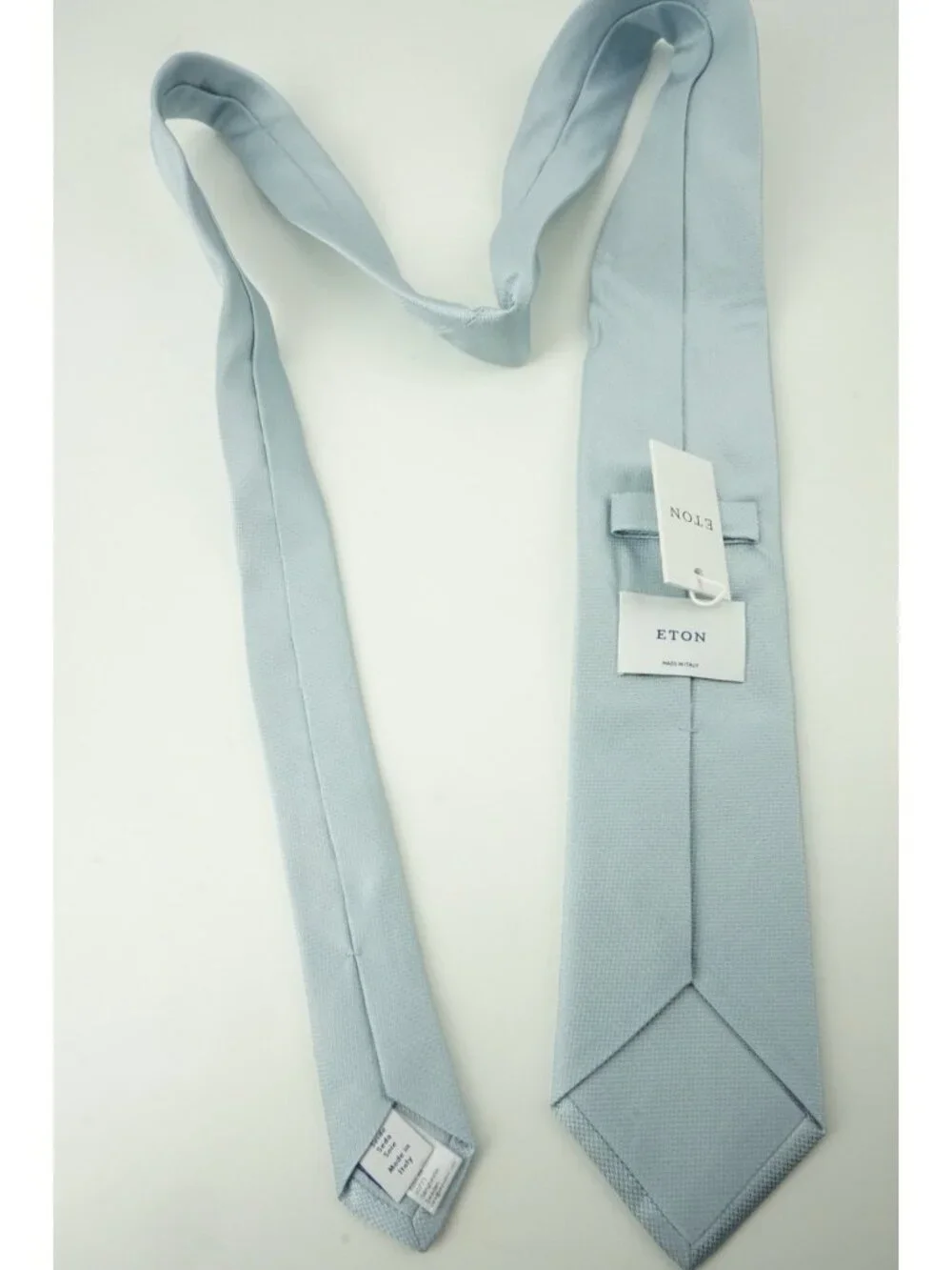 Eton Arctic Blue Herringbone 100% Silk Tie Brand New With Tags